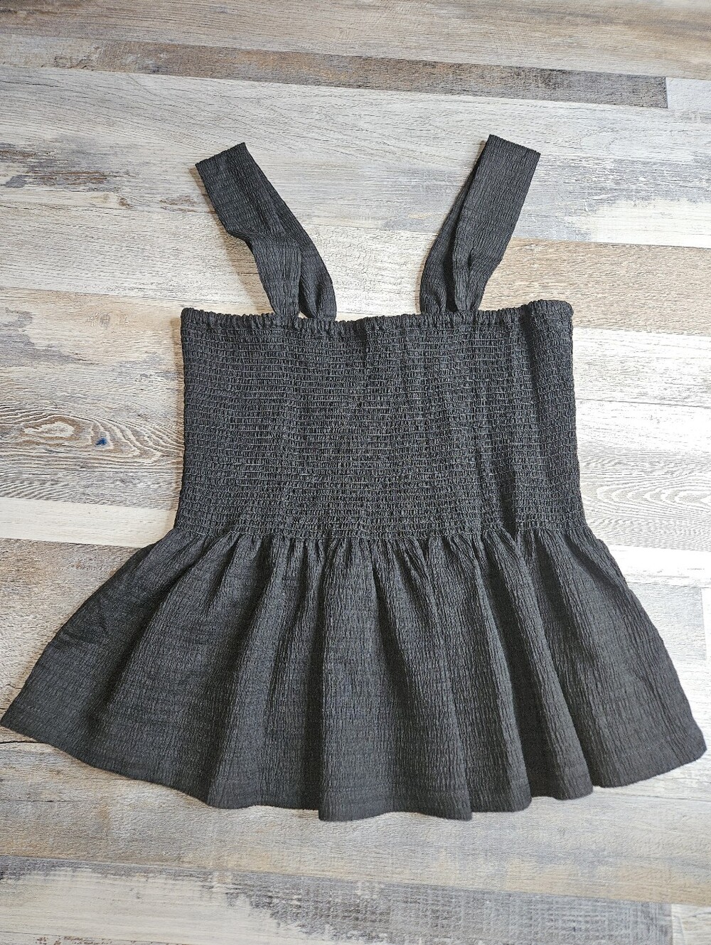 Madwell Texture & Thread NEW Medium Black Peplum Smockwd Tank Top - Picture 3 of 6